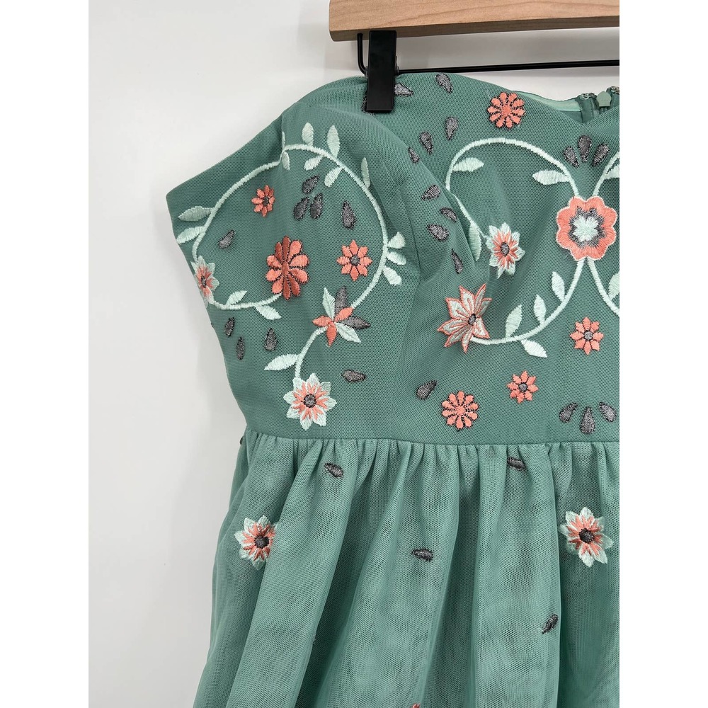 Modcloth Couth & Charismatic Sage Fit & Flare Floral Embroidered Dress Size 2X - Picture 5 of 11